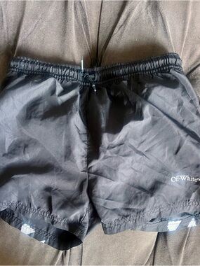 Off-White Black Elastic Waist Shorts with Subtle Logo BOYS